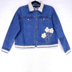 Fashion Classics Zip Up Blue Jean Jacket Womens size Med Denim Casual Coat